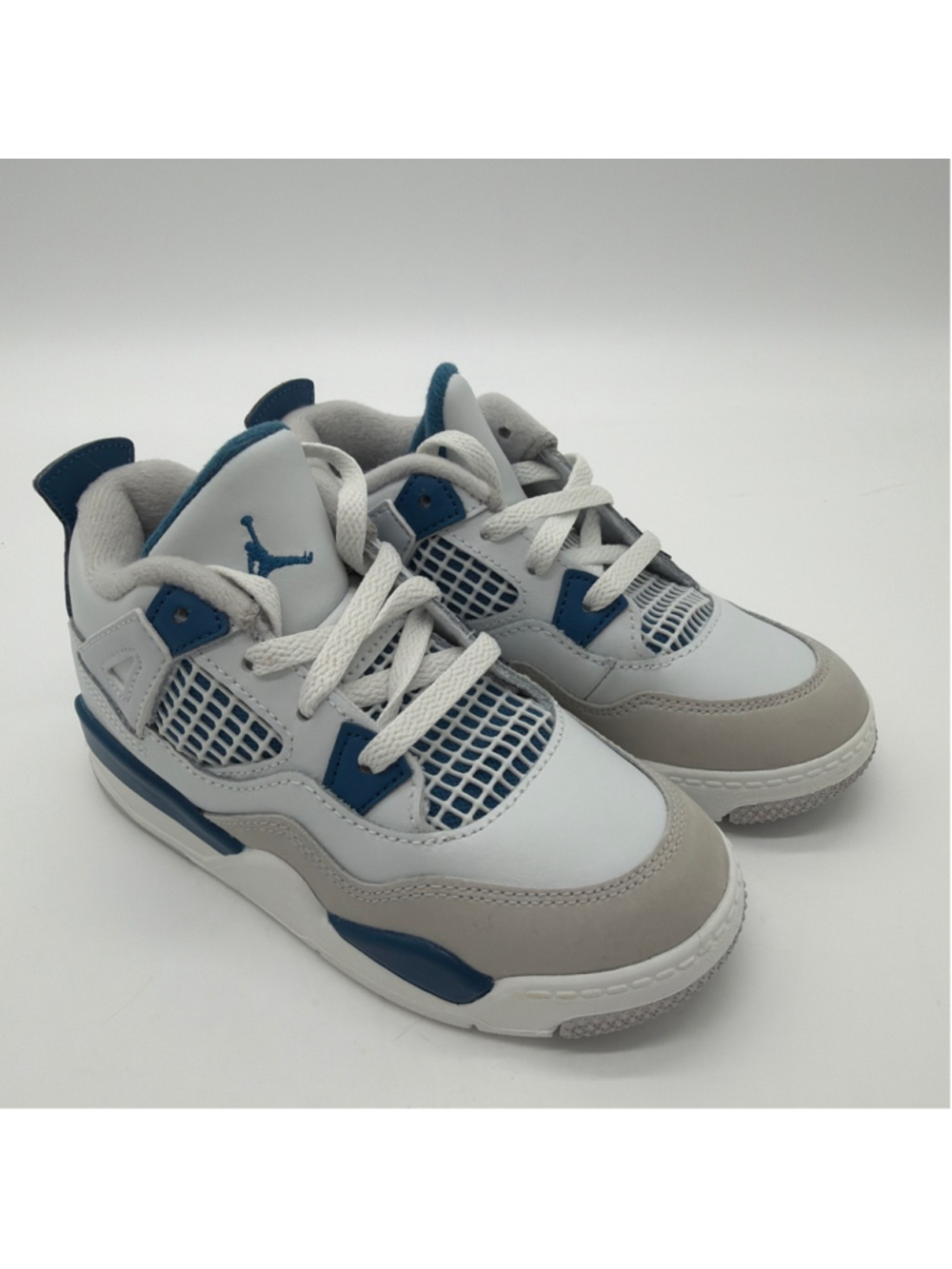 Jordan Retro 4 Sneakers 10C Toddler Boy) White Blue